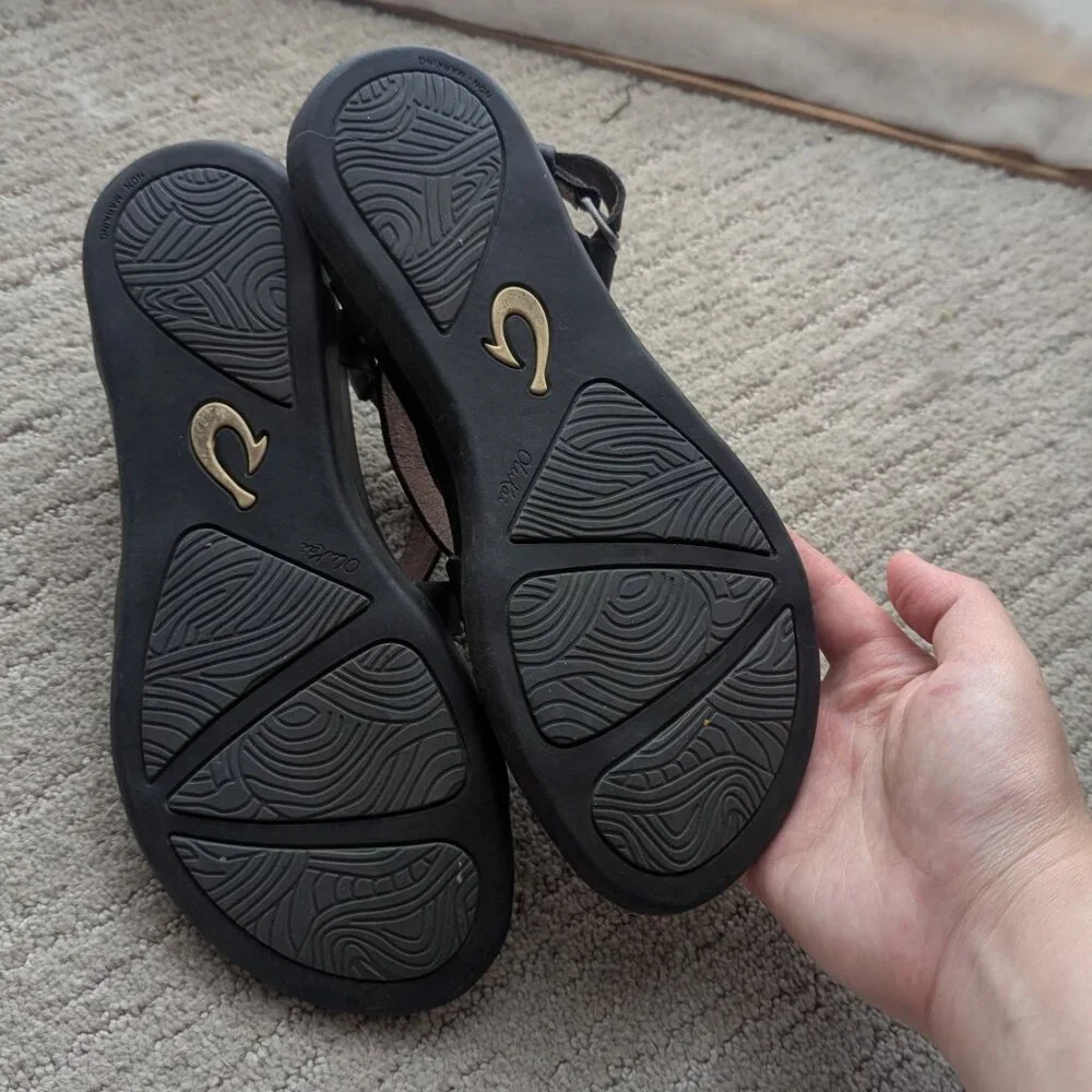 OluKai Black Upena Strappy Sandals Size 7 - Picture 4 of 7